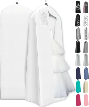 Your Bags Wedding Dress Garment Bag - Garment Bags for Travel & Hanging Clothes or Storage Preservation - 72" Wedding Dress Bag for Gowns Long with 20" Gusset for Puffy Bridal Gowns Cover - White