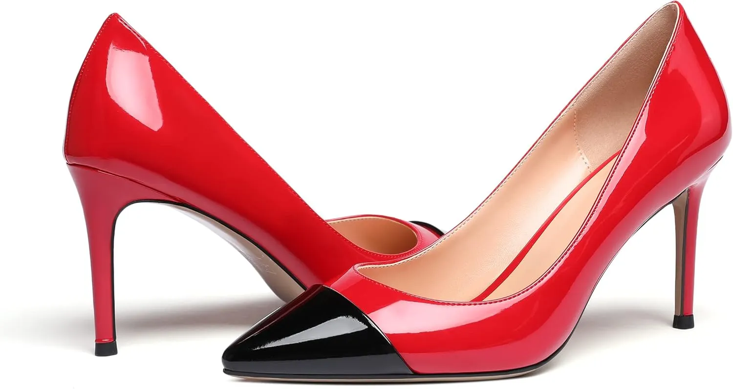 Zamikoo Women's Pointed Toe Classic Pumps Slip On Stiletto Heel Dress Shoes 85mm