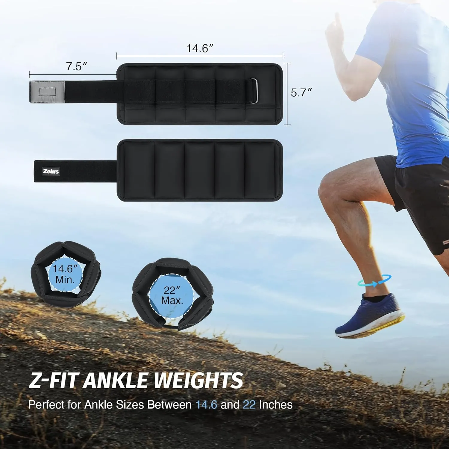 ZELUS Soft Iron Z-Fit Ankle Weights 1 Pair Adjustable, 4LB/7LB/10LB for Women Men, Ultra Thin Leg Weights with Adjustable Straps, Arm Weight for Gym Home Yoga Jogging Walking