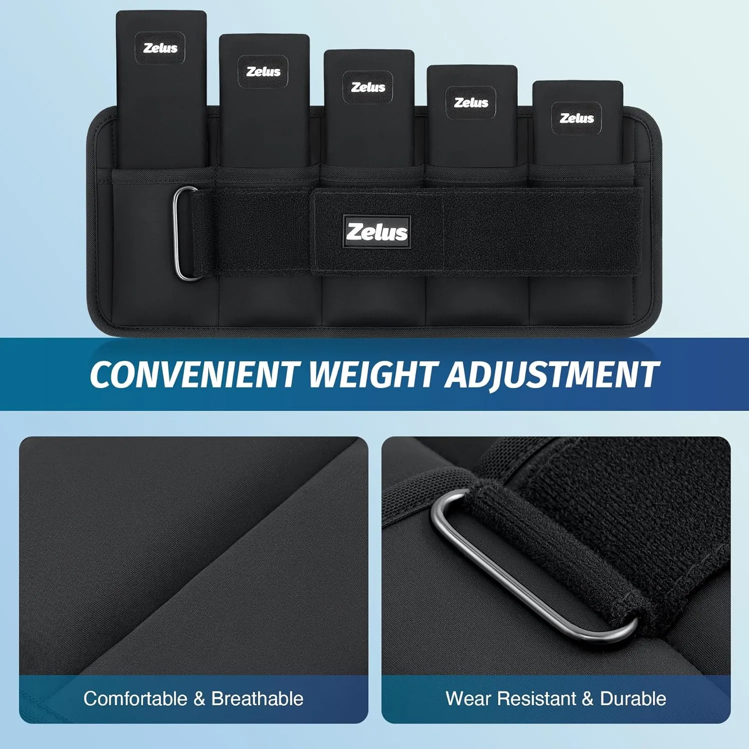 ZELUS Soft Iron Z-Fit Ankle Weights 1 Pair Adjustable, 4LB/7LB/10LB for Women Men, Ultra Thin Leg Weights with Adjustable Straps, Arm Weight for Gym Home Yoga Jogging Walking