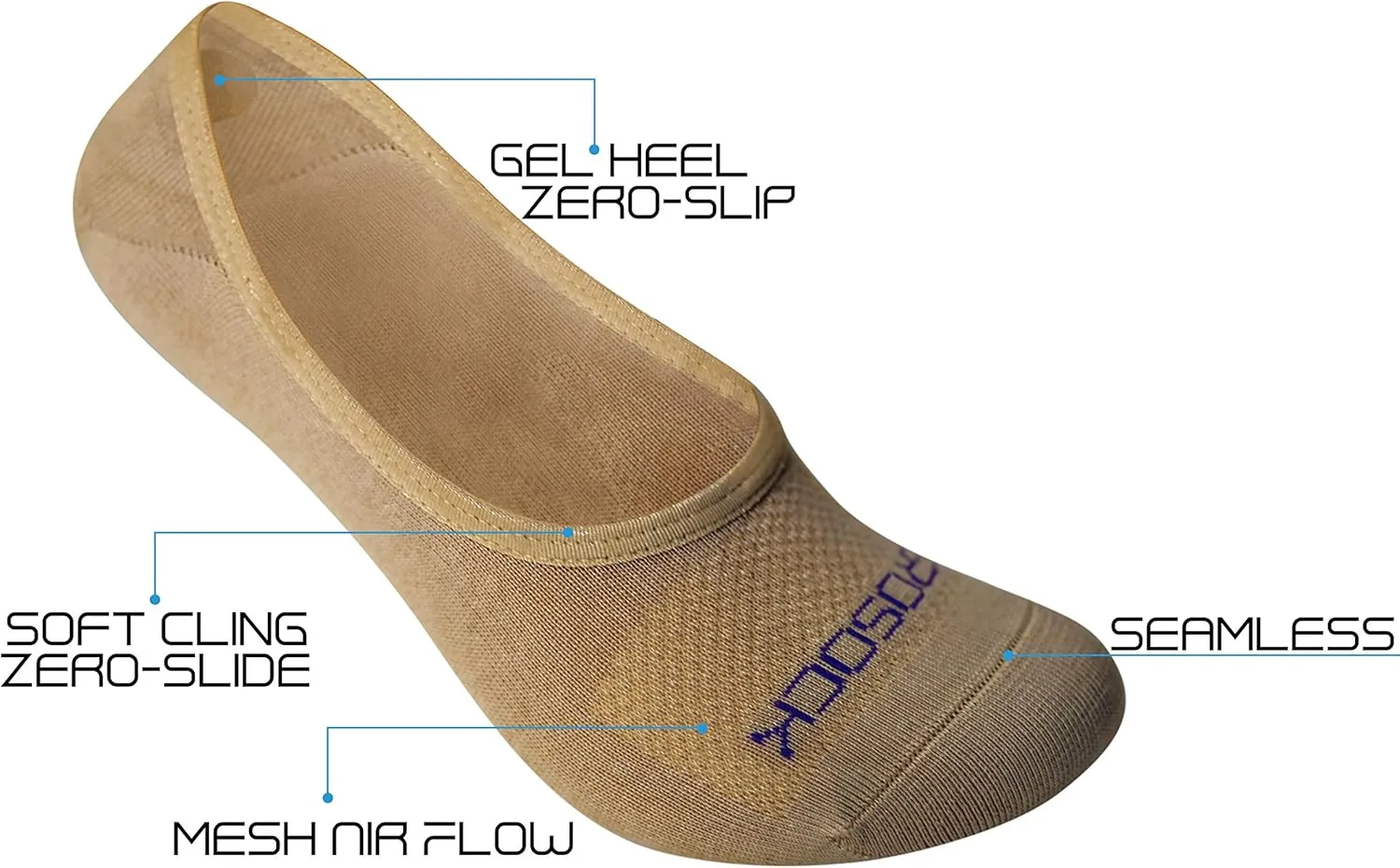 ZeroSock Bamboo Viscose Super Low Invisible Socks With Mesh Ventilation with Anti-Slip Gel Heel Grip (4 Pairs Per Box)