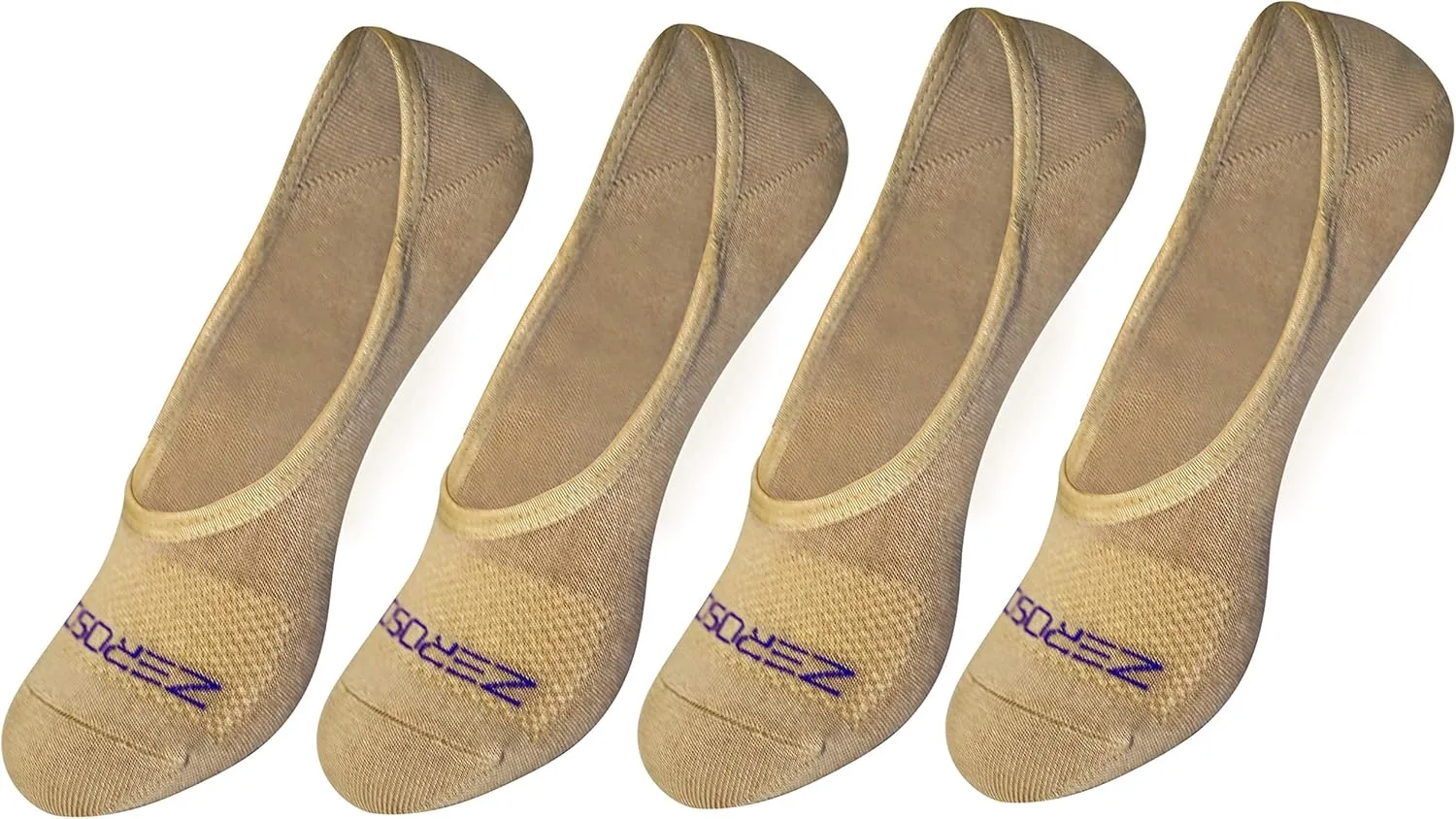 ZeroSock Bamboo Viscose Super Low Invisible Socks With Mesh Ventilation with Anti-Slip Gel Heel Grip (4 Pairs Per Box)
