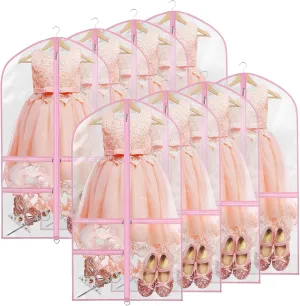 Zilink Clear Garment Bag for Dance Costumes 40" Dance Garment Bags for Dancers Kids Garment Bags for Travel with 3 Clear Zipper Pockets，Set of 8[Upgraded Version]