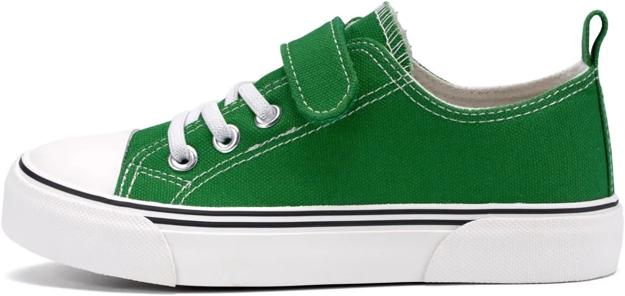 Zoroadke Toddler Boys and Girls Sneakers Low Top Adjustable Strap Canvas Shoes for Kids