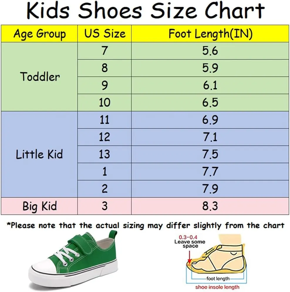 Zoroadke Toddler Boys and Girls Sneakers Low Top Adjustable Strap Canvas Shoes for Kids