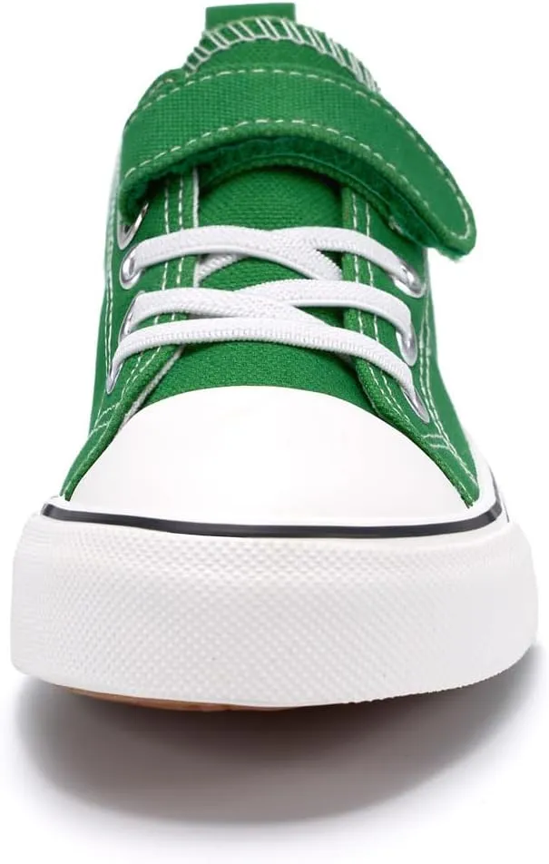 Zoroadke Toddler Boys and Girls Sneakers Low Top Adjustable Strap Canvas Shoes for Kids