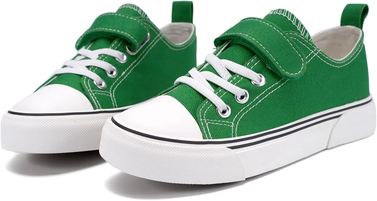 Zoroadke Toddler Boys and Girls Sneakers Low Top Adjustable Strap Canvas Shoes for Kids