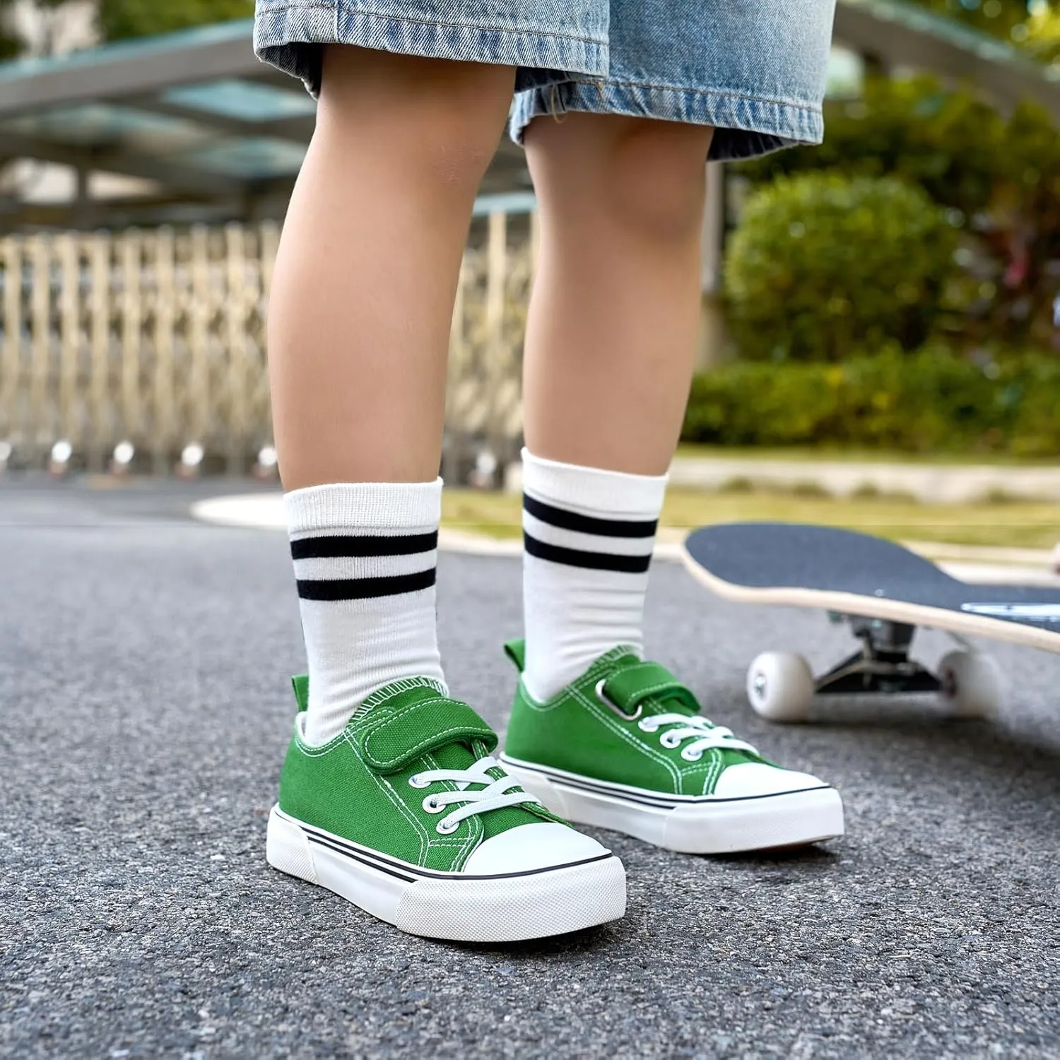 Zoroadke Toddler Boys and Girls Sneakers Low Top Adjustable Strap Canvas Shoes for Kids