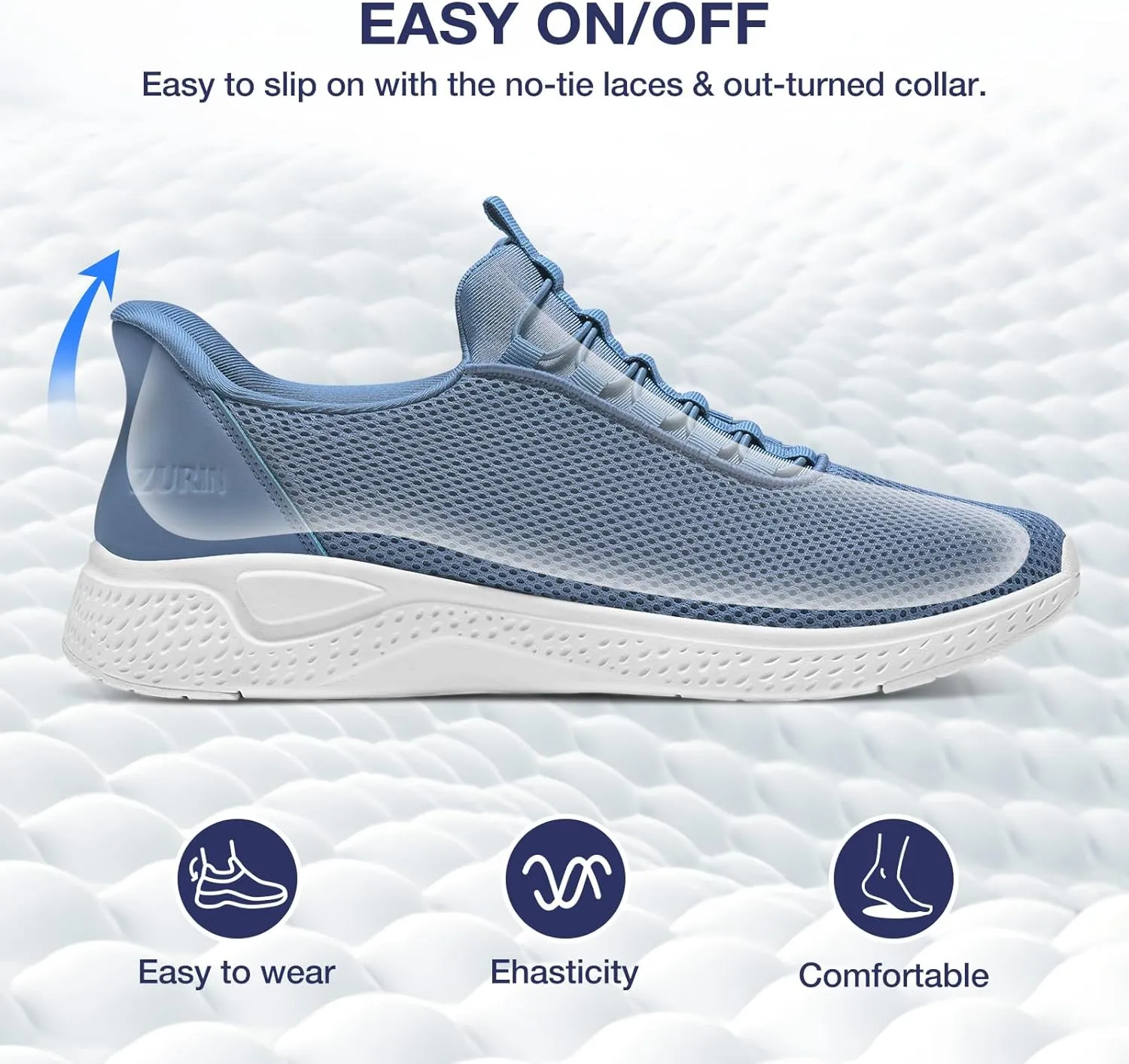 ZURIN Mens Slip On Walking Sneakers with Arch Support,Lightweight Breathable Non Slip Tennis Running Shoes for Athletic Workout Gym Work